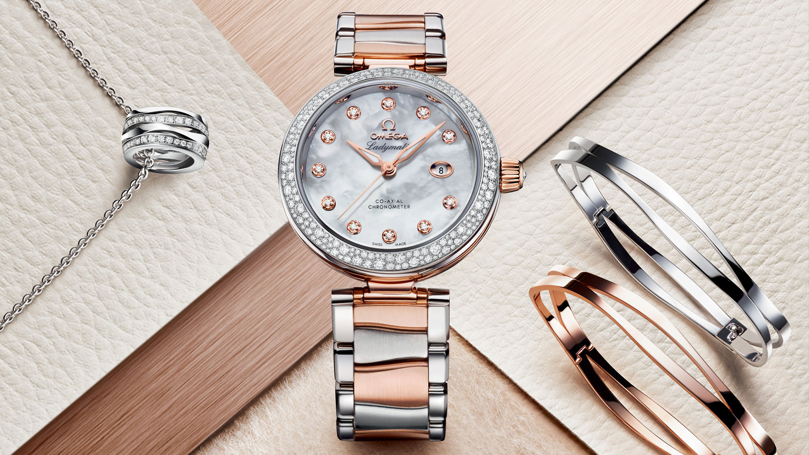 UK Luxury Omega De Ville Ladymatic Copy Watches With Shining Diamonds For 2017 Valentine’s Day
